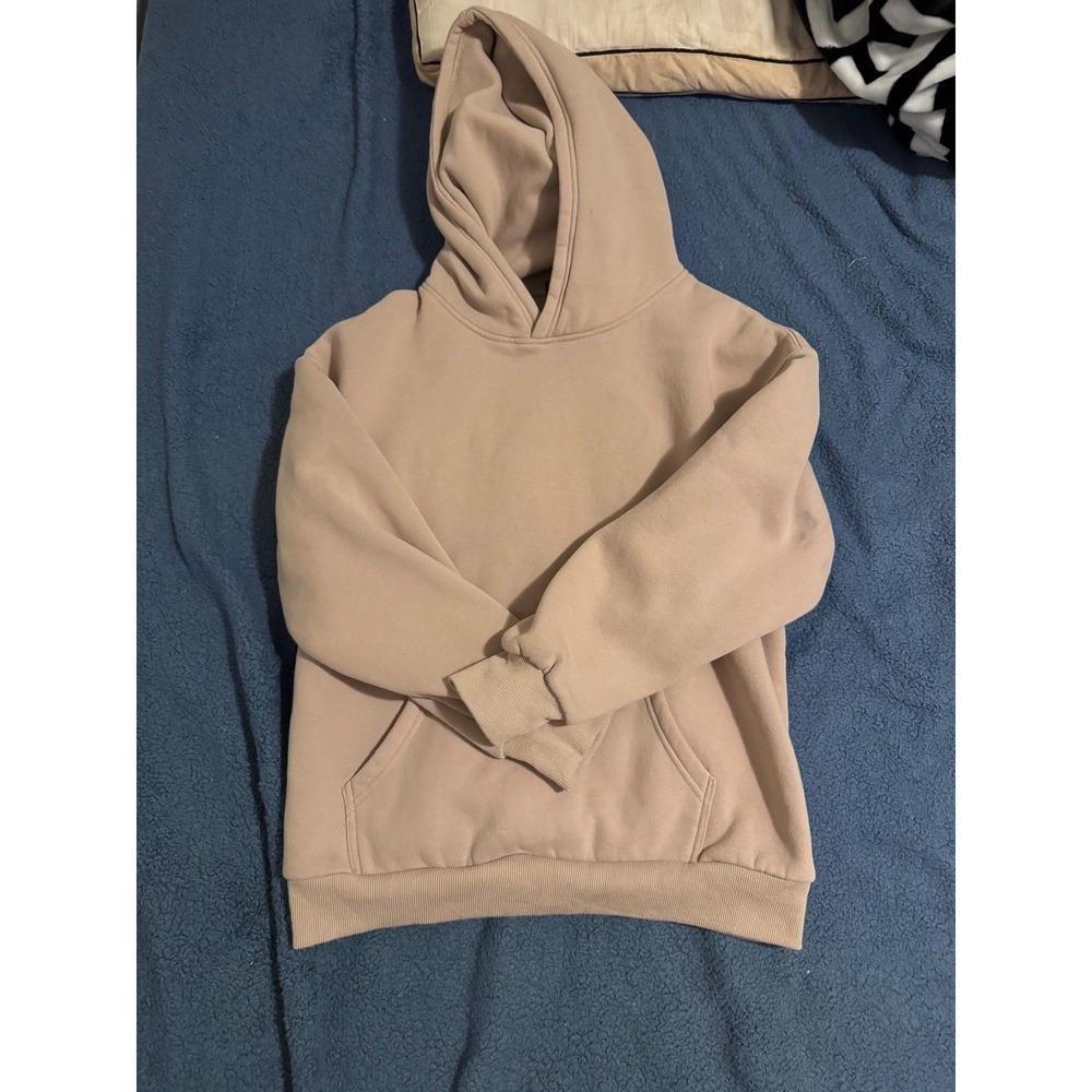 Trendy Queen Womens Oversized Fleece Hoodie Tan Beige Pullover Sweatshirt Small
